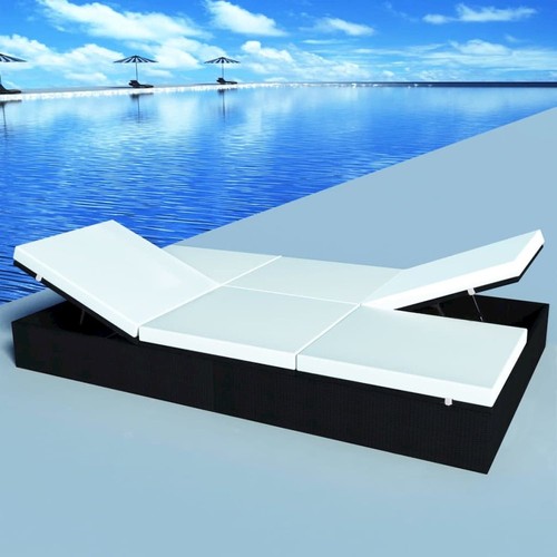 Sun lounger black rattan - sun,
