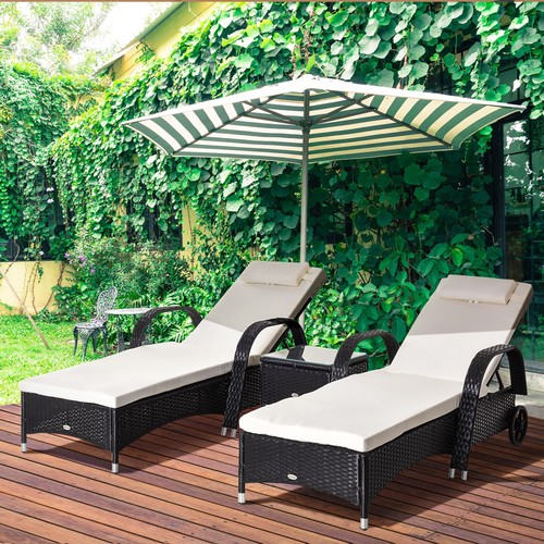 3pc rattan sun lounger - 3pc,