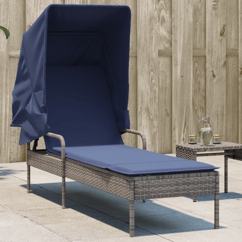 Sun lounger with canopy - canopy, gray