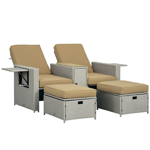 Outsunny recliner rattan - outsunny, sun