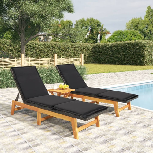 Sun lounger black and brown - lounger,
