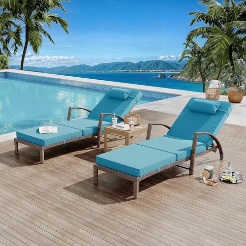 Set rattan chaise lounge - rattan,