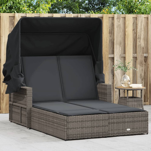 Double sun lounger with - with, canopy