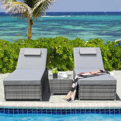 3pcs rattan sun - lounger, garden