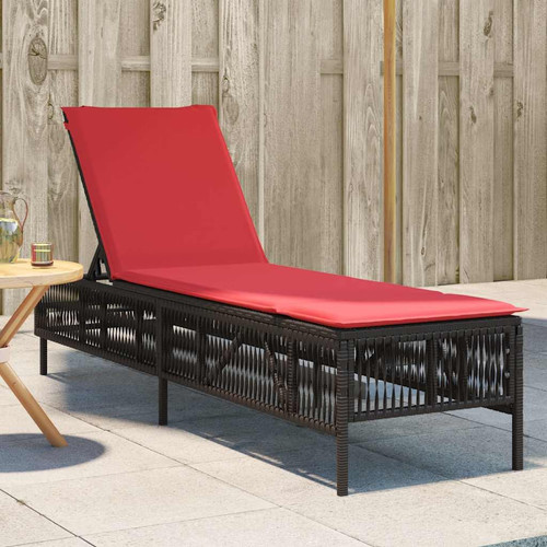 Sun lounger with cushion brown - lounger,