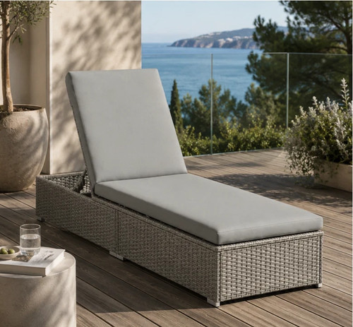 Grey rattan sun - sun, lounger