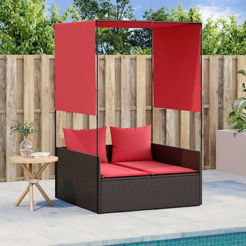 Double sun lounger with - with, roof