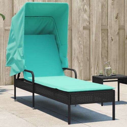 Sun lounger with - lounger, black