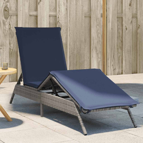 Sun lounger with cushion grey - cushion,