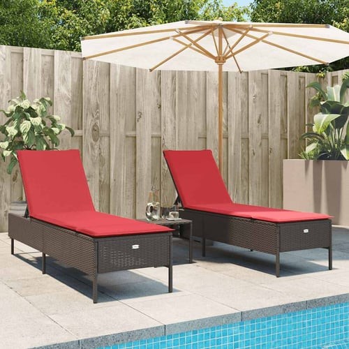 Sun loungers with - cushions, 2