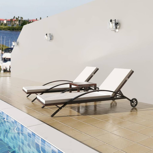 Sun loungers with - table, poly