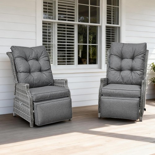 Pair rattan reclining - pair,