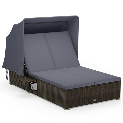Person rattan lounge bed - rattan, w/