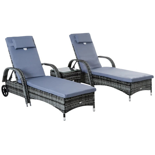 Rattan sun lounger set - rattan,