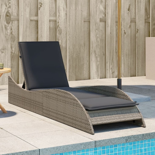 Sun lounger grey rattan - grey, pe