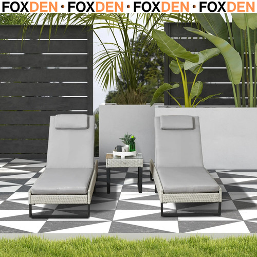 Grey rattan sun lounger set - sun,
