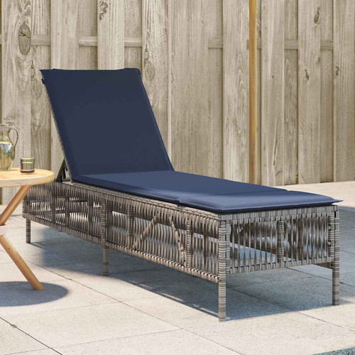 Sun lounger with cushion grey - sun,
