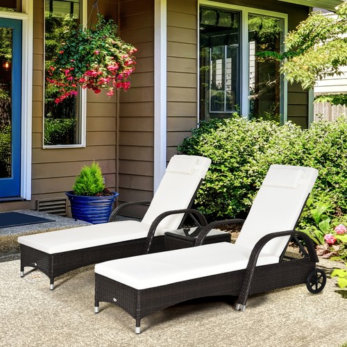 3pc rattan sun lounger wicker - lounger,